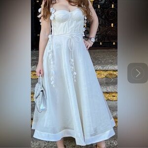 Zimmermann
Wonderland Midi Corset  Ivory Spaghetti Strap Dress size 2 medium